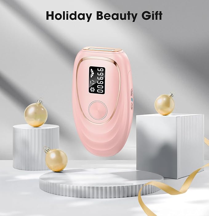 IPL Laser Hair Removal Device for Women & Men - Home 45°F Ice-Cooling Contact for Painless & Long-Lasting Results, 86% Hair Reduction in 3 Weeks for Full Body & Bikini Line, Light Pink-BrightBean Baby