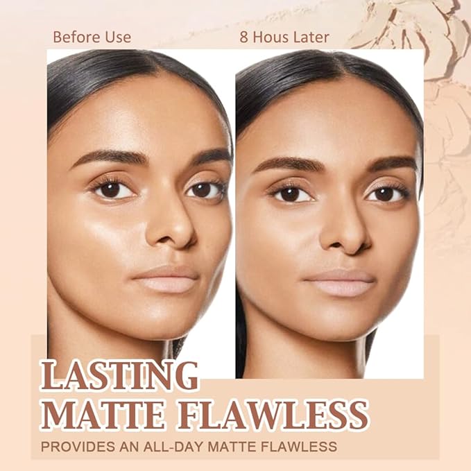 evpct Kaely Oil Control Pressed Face Powder, Get Smooth Flawless Fine Lines and Lightweight Finishing Foundation, Control Shine Long Lasting Waterproof Face Setting Powder Cosmetic, 10 Sand-BrightBean Baby