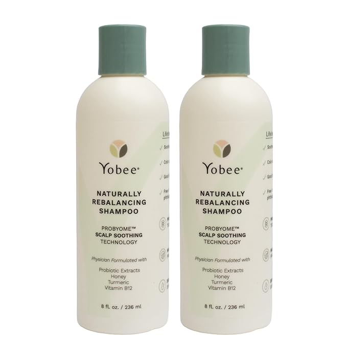 Yobee Naturally Rebalancing Shampoo | Dry, Flaky & Itchy Scalp Care with Para Probiotics, Organic Honey & Turmeric, Vitamin B12 & Oat Extracts | Dandruff & Psoriasis Relief (2 Bottles)-BrightBean Baby