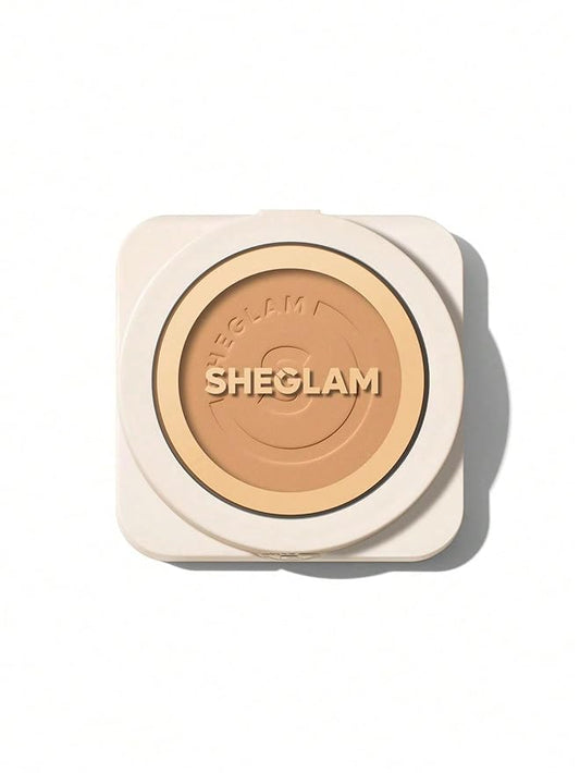 SHEGLAM SKin-Focus Full Coverage Powder Foundation Oil-Control Lightweight Face Pressed Powder Makeup-Acorn-BrightBean Baby