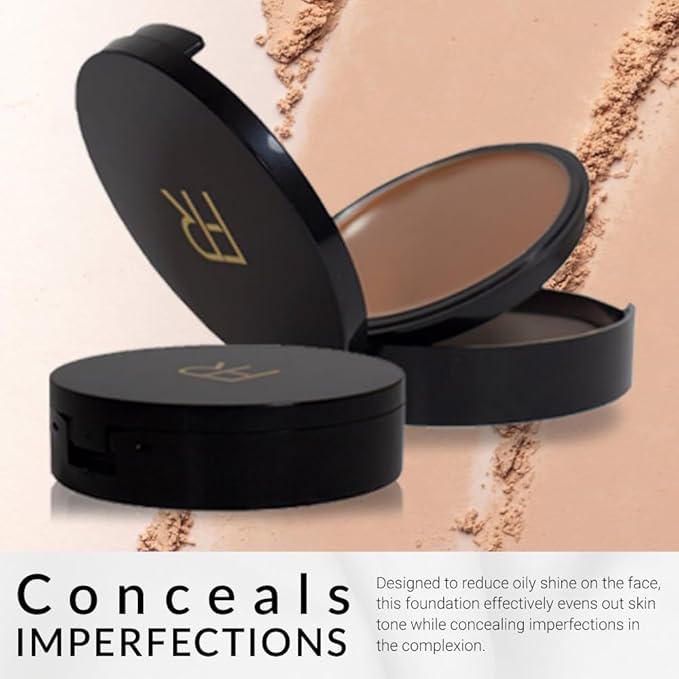 Cream To Powder Foundation by Flori Roberts, Full Coverage for Women of Color or Deeper Skin Tones, Long Lasting Makeup, Matte Finish, Covers Uneven Complexion and Hides Imperfections, 0.30 oz-BrightBean Baby