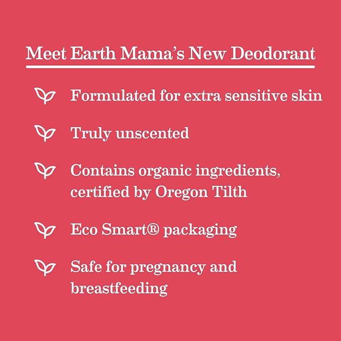 Earth Mama Simply Non-Scents Deodorant | Fragrance-free + Safe for Sensitive Skin, Pregnancy & Breastfeeding, Contains Organic Calendula and Coconut Oil, No Baking Soda or Aluminum, 2.65-Oz (2-Pack)-BrightBean Baby