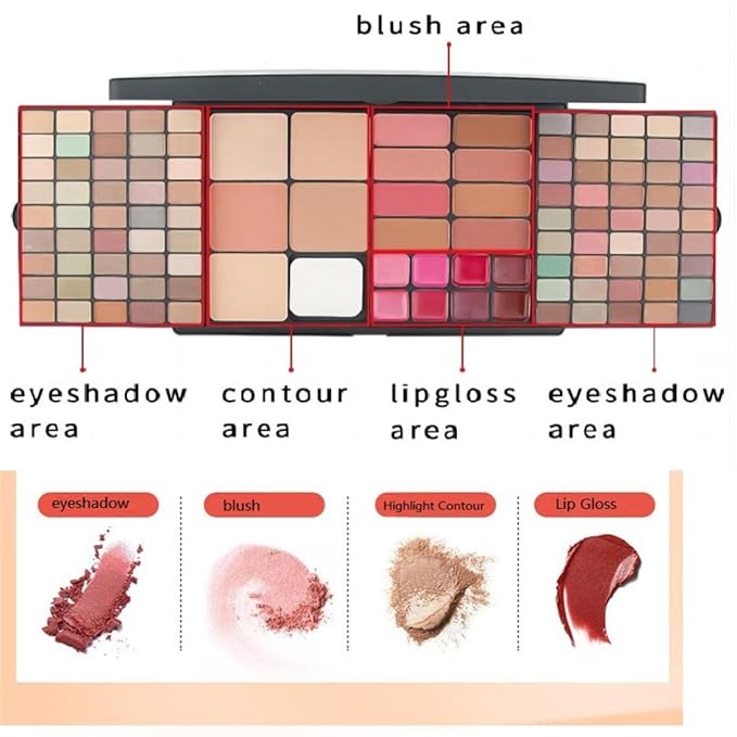 Professional Multi-in-one Makeup Gift Kit for Women - 90 eyeshadow Palette,8 Lipstick Set Lips,8 blush,5 concealer,4 brushes With Mirror,for girls, beginners and professionals Gift Kit-BrightBean Baby