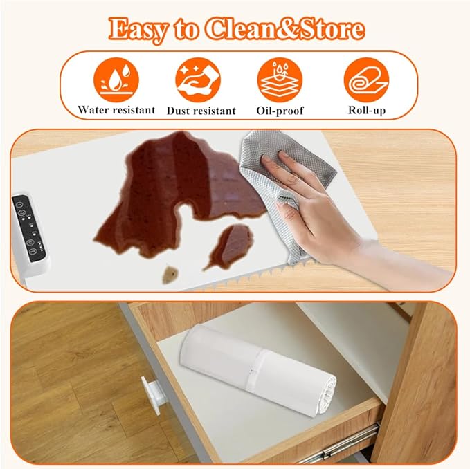 Food Warmer Mat, Electric Warming Tray, Portable Food Warming Mat with Adjustable Temperature and Timer, Roll Up Heating Mat for Food,Full Surface Heating,Fast Heating for Daily Use, Gatherings,Party-BrightBean Baby