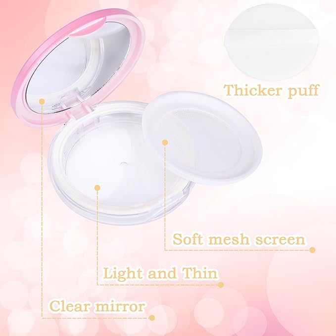 Mabor 2pcs Loose Powder Containers Powder for Women Girls Empty Face Powder Compact Powder Puff Container with Mirror Empty Reusable Powder Case-BrightBean Baby