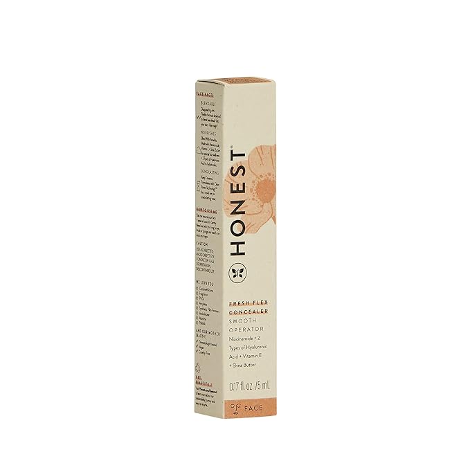 Honest Beauty Fresh Flex Concealer with Niacinamide + Vitamin E + Hyaluronic Acid | Vegan + Cruelty free | Nutmeg, 0.17 fl oz-BrightBean Baby