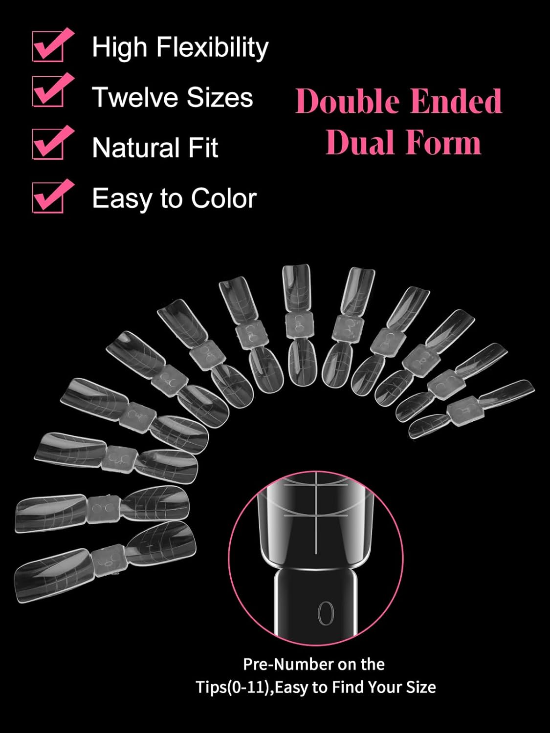 EBANKU Dual Nail Forms for Poly Extension Gel, 120 PCS 2 In 1 Nail Molds Reusable Nail Extension Forms for Builder Gel Manicure Design Salon DIY-12 Sizes-BrightBean Baby