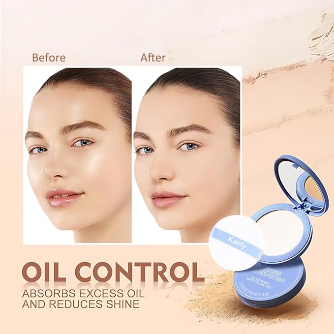 evpct Kaely Oil Control Pressed Face Powder, Get Smooth Flawless Fine Lines and Lightweight Finishing Foundation, Control Shine Long Lasting Waterproof Face Setting Powder Cosmetic, 13 White-BrightBean Baby