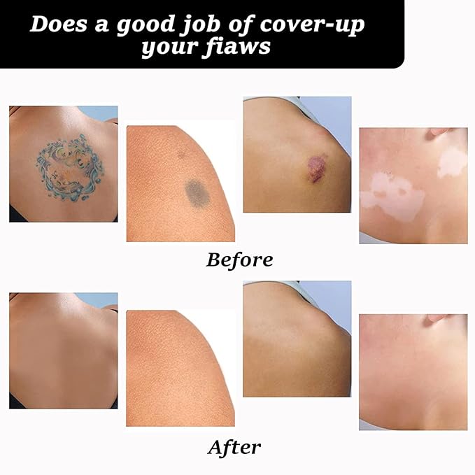 Tattoo Cover Up, Invisible Waterproof Concealer,Long Lasting Professional Skin Makeup Concealer Kit for Body Leg Tattoo, 2 Colors,30gX2-BrightBean Baby