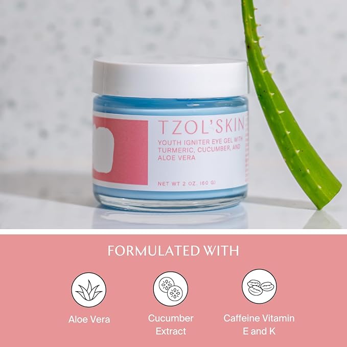 TZOL’SKIN - Youth Igniter Eye Gel - For Tired Eyes - Reduces Look of Puffiness, Fatigue & Dark Circles - Hydrating & Smoothing - Caffeinated - No Paraben, Silicones & Sulfates - Vegan - Cruelty Free-BrightBean Baby