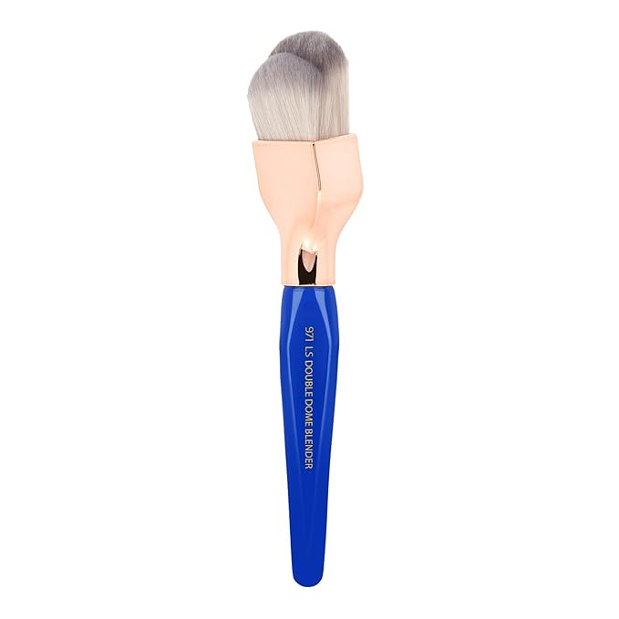 Bdellium Tools Professional Makeup Brush - Golden Triangle 971 Large Slanted Double Dome Blender - With All Vegan and Soft Synthetic Fibers, For Foundation Application & Blending (Blue, 1pc)-BrightBean Baby