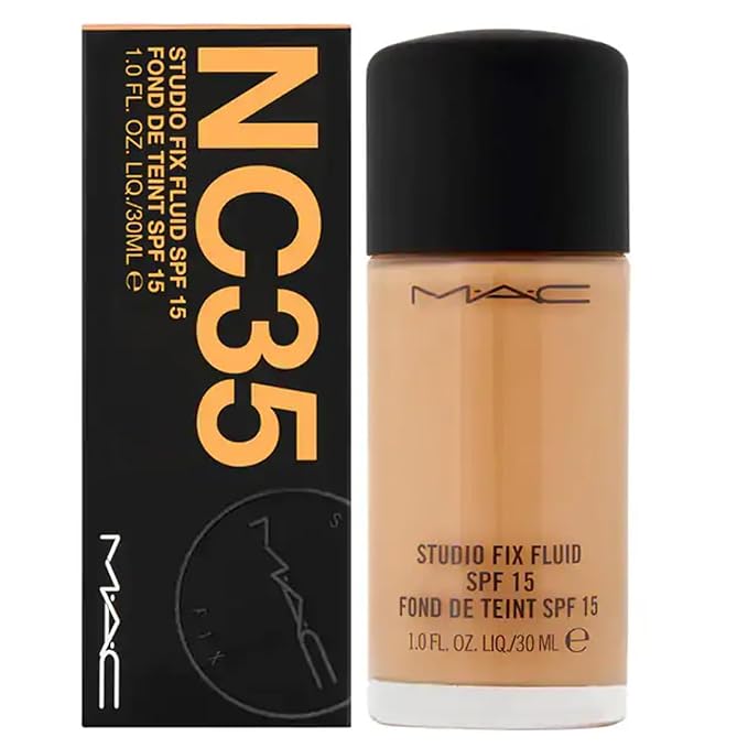 MAC Studio Fix Fluid Foundation NC35 SPF15, 1 Fl Oz-BrightBean Baby