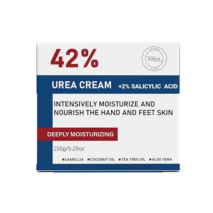 OUKEYA Urea Cream 42% plus Salicylic Acid 2% Net 5.29 Oz for Dry Cracked Feet,Heels,Knees,Elbows,Hands Repair Treatment Moisturizes and Removes Corns,Calluses,Dead Skin,and Softens Toenails-BrightBean Baby