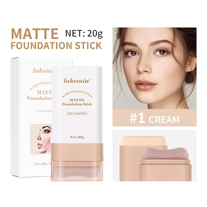 Beauty Balm Serum Boosted Skin Tint, Dual-Ended Eraser Foundation Stick with Brush, Full Coverage Cream Korean Makeup, Long-Lasting Stick for Smooth, Flawless Finish (#1 Cream)-BrightBean Baby