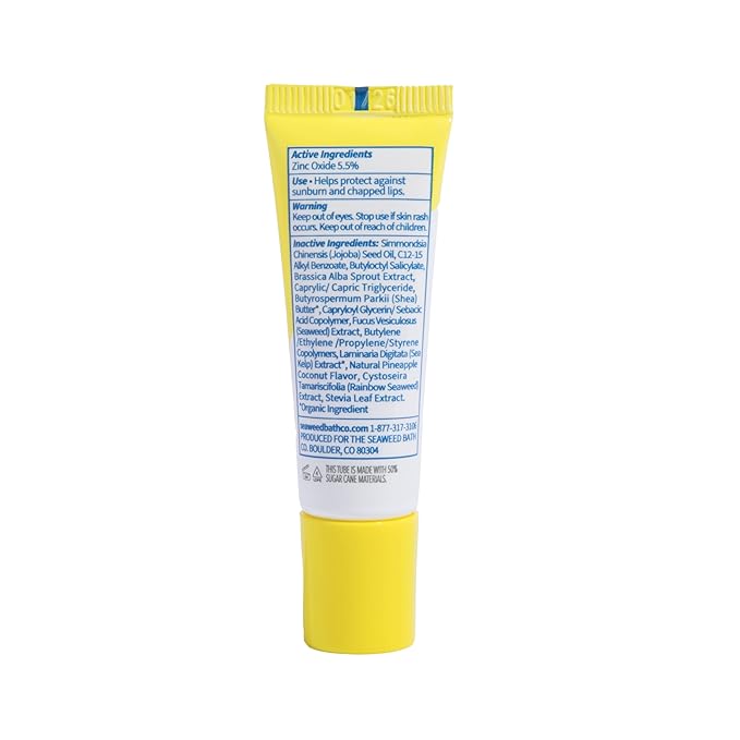 Seaweed Bath Co. Hydrating Clear Mineral Lip Shine SPF 20 Sunscreen Zinc Oxide Lip Balm, 0.28 Oz, Moisturizing Care for Dry, Chapped Lips-BrightBean Baby