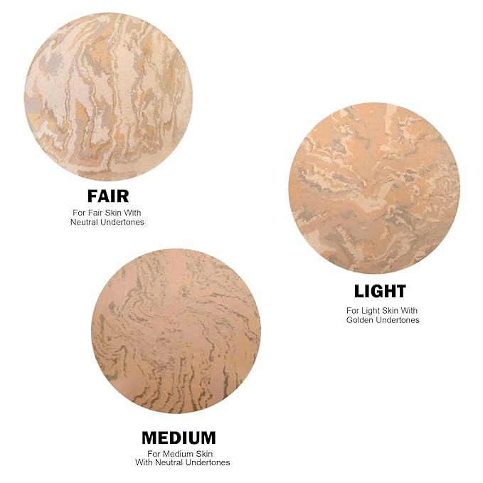 Marbleized Baked Foundation Makeup, Balance and Brighten Color Correcting Powder Foundation - Buildable Light to Medium Coverage - Demi-Matte Natural Finish (#002 LIGHT, 0.32 Oz)-BrightBean Baby
