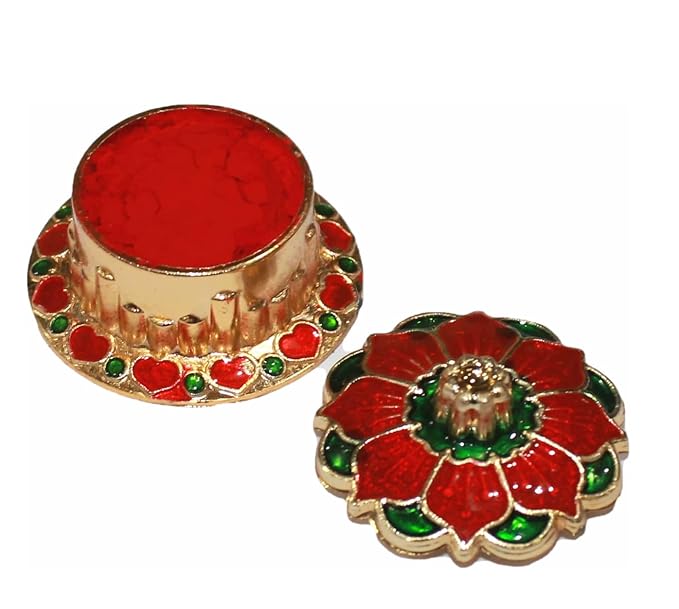 Indian Dark Red Pure Kumkum Powder (Sindoor, Kumkuma, Kum Kum) for Makeup, Pooja and Other Hindu Rituals Fancy Box Packing (Dark Red, Fancy Box 1)-BrightBean Baby