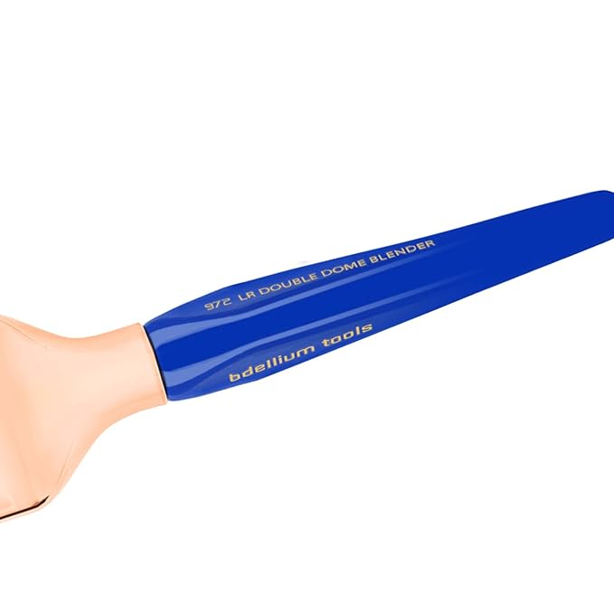Bdellium Tools Professional Makeup Brush - Golden Triangle 971 Large Slanted Double Dome Blender - With All Vegan and Soft Synthetic Fibers, For Foundation Application & Blending (Blue, 1pc)-BrightBean Baby