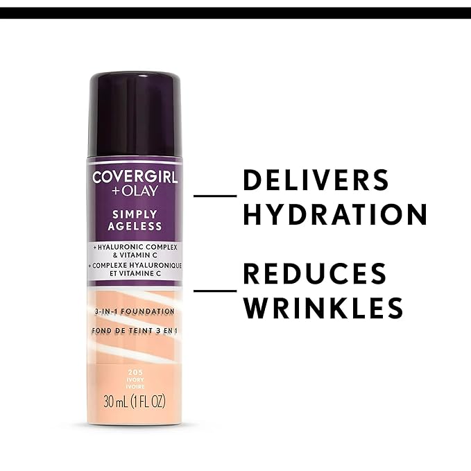 COVERGIRL+OLAY Simply Ageless 3-in-1 Liquid Foundation, Classic Ivory & Clean Invisible Loose Powder - Loose Powder, Setting Powder, Vegan Formula - Translucent Fair, 20g (0.7 oz)-BrightBean Baby