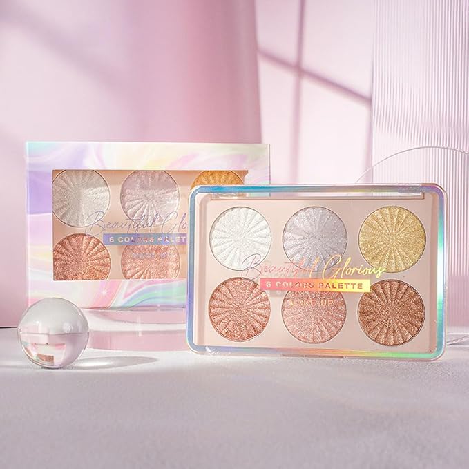 6 Colors Face Highlighter Makeup Palette iluminadores de maquillaje profesional luminizers Cheek Diamond Shimmer Stick Glitter Bronzer and Highlighter Palette makeup illuminators highlighters for face-BrightBean Baby