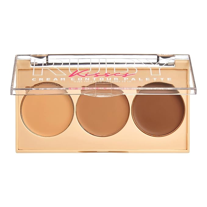 Ruby Kisses Contour Palette 3-in-1 Contour, Conceal, Highlight All-In-One Mini Palette, Long-Lasting, Easy to Blend Cream Contour Palette for Oily and Dry Skin (Medium To Tan)