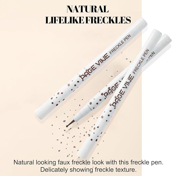 2 Pack Freckle Pen,Liquid Face Fake Freckles Makeup Pen to Create Natural Freckle Makeup and Freck beauty,Fake Freckles Waterproof for Lifelike Sunkissed Makeup,Mole Pen (02Medium+03Dark)-BrightBean Baby