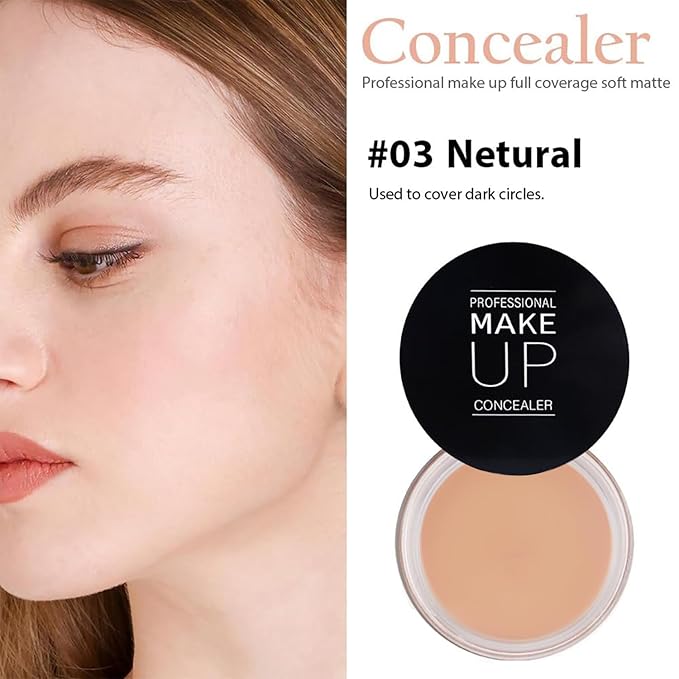 7 Color Solid Concealer Full Coverage Correcting Cream Concealer Waterproof Long-lasting Under Eye Concealer for Dark Circles Color Corrector Pro Concealer (Color 03)-BrightBean Baby