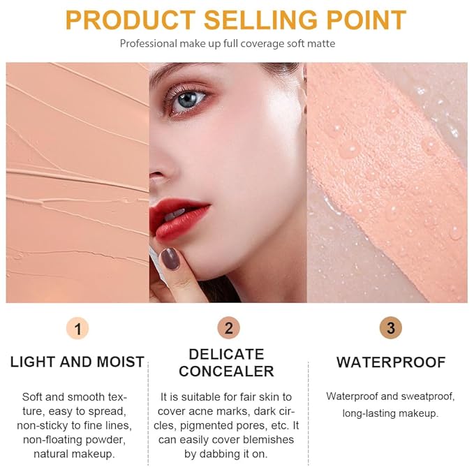 Kaely Pot Concealer Full Coverage Set,under Eye Brightener Concealer for Conceals Dark Circles,Waterproof Foundation Face Makeup Brush Kit,Color Correcting Concealer,Eye Ring corrector de ojeras 03-BrightBean Baby