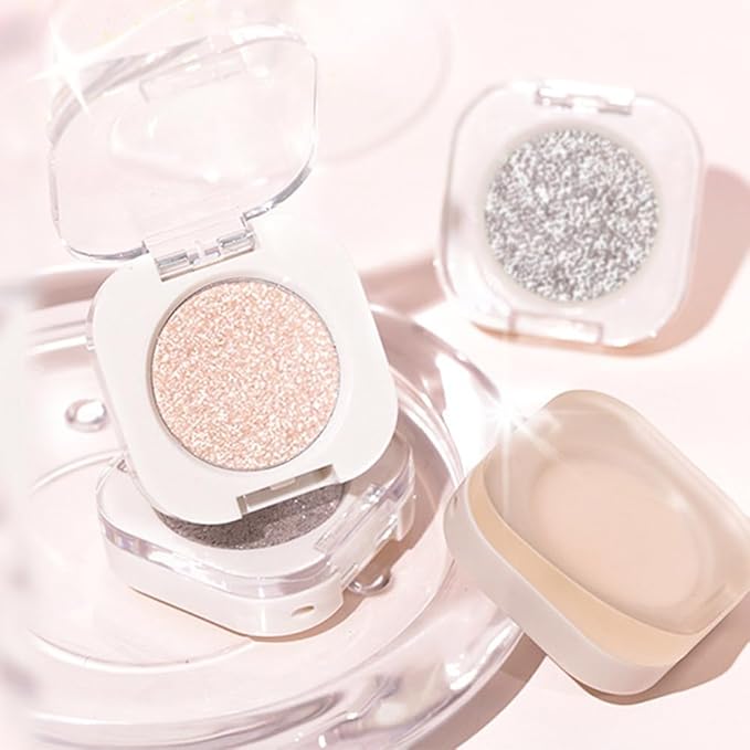 Monochrome Glitter Eyeshadow - Light Brown Shimmer Eye Shadow, Talc-Free, Paraben-Free, Cruelty-Free, Long-Lasting Single Eyeshadow Palette for Everyday & Special Occasions 11#