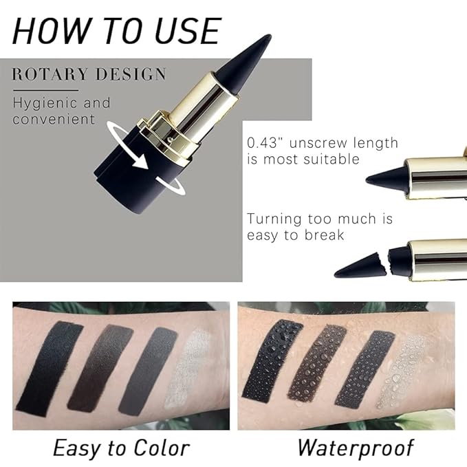 Kaely 2Pcs Black Brown Gel Eyeliner Pencil, Natural Black Eyeliner Cream for Waterline, Crayon Eye Liner Waterproof Smudge Proof, Smokey Eye Eyeshadow Palette Halloween Makeup, delineador de ojos