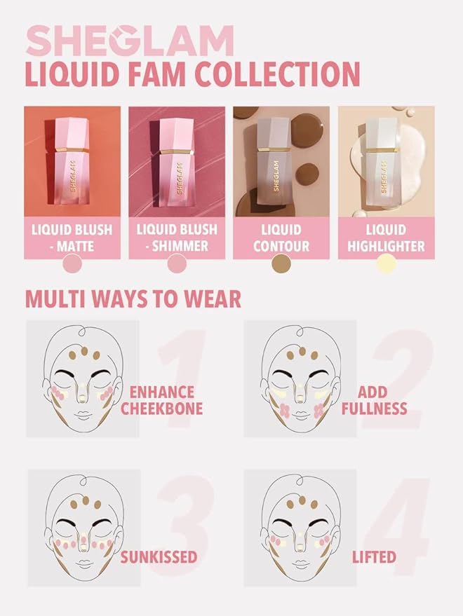 SHEGLAM Color Bloom Dayglow Liquid Blush Makeup for Cheeks Shimmer Finish - Risky Business