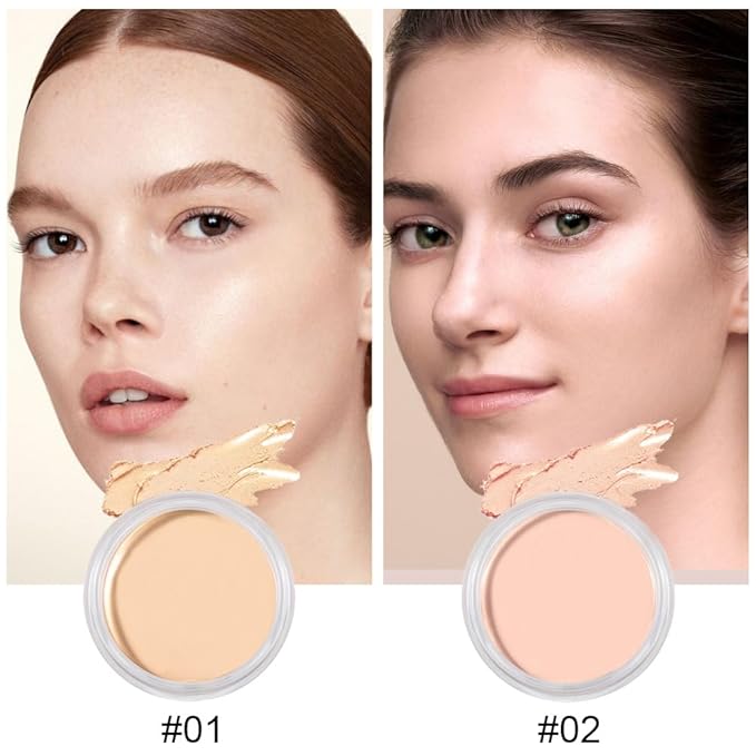 Kaely 2Pcs Cream Pot Concealer Full Coverage Set,Conceal Brighten Dark Circles,under Eye Color Correcting Concealer,Waterproof Foundation Palette with Brush,corrector de ojeras,Vegan Makeup,01+02-BrightBean Baby