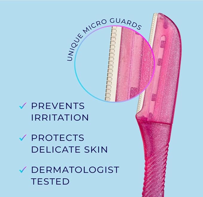 Eyebrow Razors for Women and Men – 3-Pack Facial Hair Remover and Exfoliating Dermaplaning Tool for Eyebrows, Upper Lip, Chin, Forehead – Precision Blade with Cover