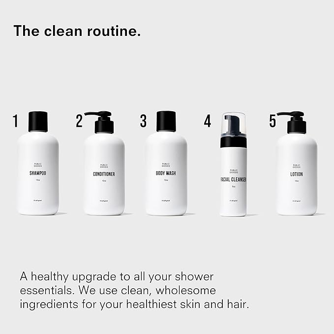 Public Goods Shampoo for Women & Men | Natural Gentle Shampoo to Cleanse & Nourish All Hair Types | Made with Organic Essential Oils | Sulfate & Paraben Free | Vegan | Made in Canada | 12 Fl Oz Bottle-BrightBean Baby