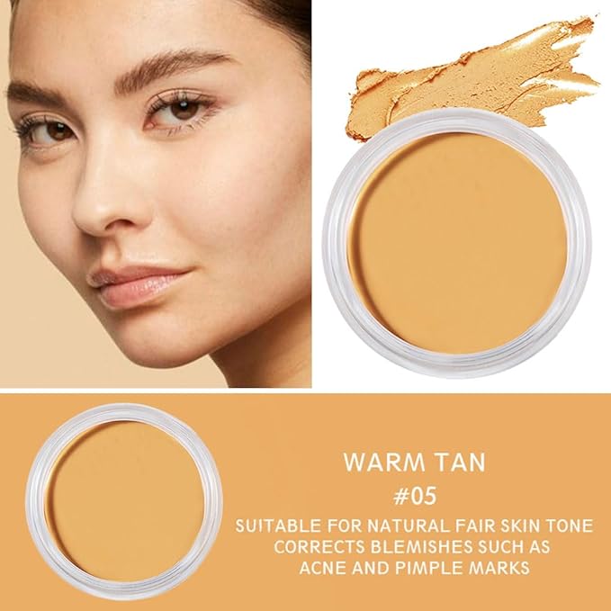 Kaely Cream Pot Concealer Full Coverage Set,Conceal Brighten Dark Circles,under Eye Brightener Color Correcting Concealer,Waterproof Foundation Palette with Brush,corrector de ojeras,Vegan Makeup,05-BrightBean Baby