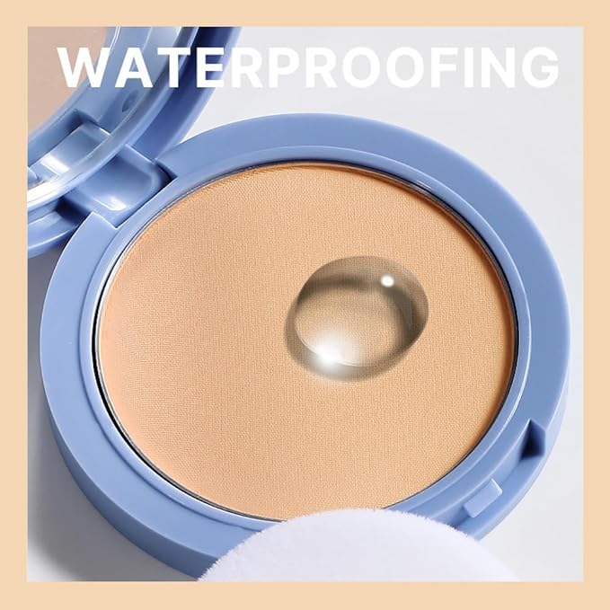evpct Kaely Oil Control Pressed Face Powder, Get Smooth Flawless Fine Lines and Lightweight Finishing Foundation, Control Shine Long Lasting Waterproof Face Setting Powder Cosmetic, 03 Pure Beige-BrightBean Baby