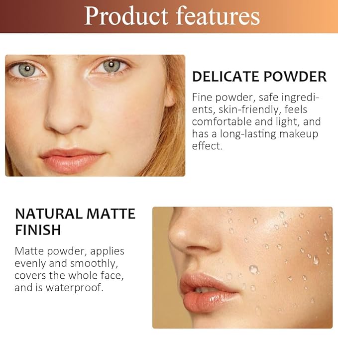 Pressed Matte Face Powder Makeup & Setting Powder for Poreless Wrinkle Blurring Contour Concealer Finishing,Lightweight,High Coverage,Shine Control, N.W 10g (01)-BrightBean Baby