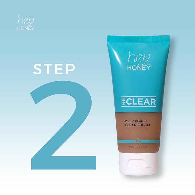 Hey Honey Skincare Be Clear - Acne Control Deep Pores Cleansing Gel | Propolis, Green Tea Oil, Camellia | Exfoliates, Unclogs Pores, Balances Oil Production | Fast Acting & Long Lasting | 2.7 Oz-BrightBean Baby
