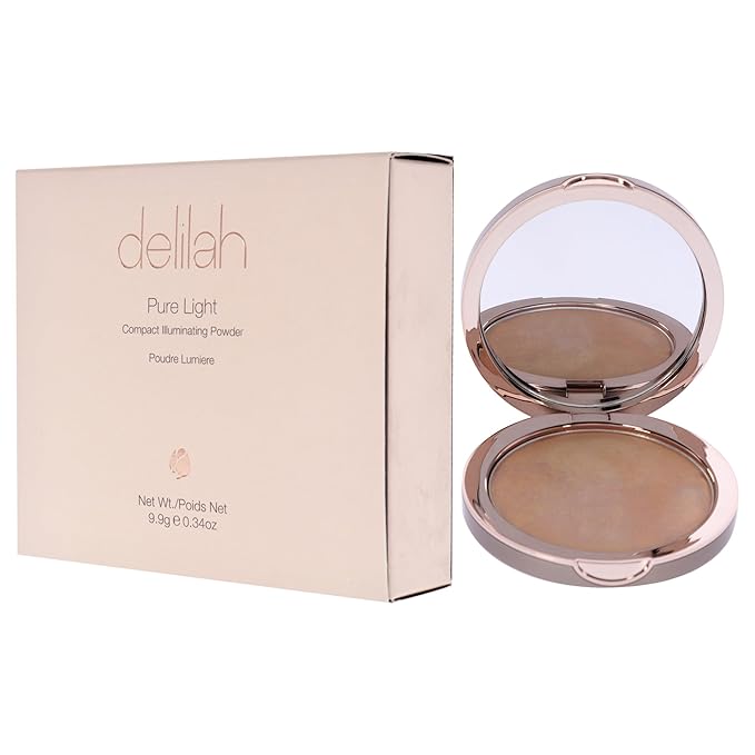 delilah - Pure Light Compact Illuminating Powder - Aura - Lightweight, Long Lasting, Loose Setting Powder Face Makeup For Brightening And Radiant Finish - Light Coverage - Vegan - Cruelty No-0.34 oz-BrightBean Baby