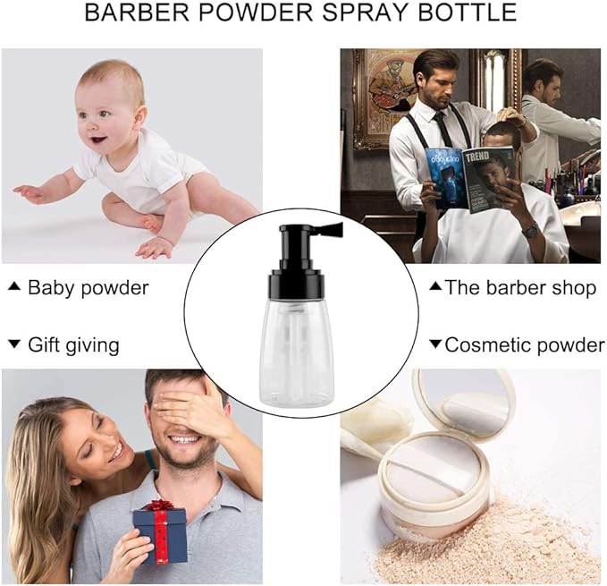 Barber Powder Bottle Spray - for Applying Talc and Powder - Empty Powder Travel Cosmetics Blower, Refillable Hair Fiber Applicator for Hair Salon, Home, Beauty-BrightBean Baby