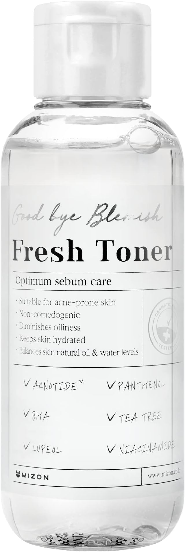 MIZON Goodbye Blemish Fresh Toner, BHA, Niacinamide for Excessive Sebum, Troubled Skin, Acne Treatment, Breakout Treatment, Korean Skincare, Acne Spot Treatment, Smooth Skin (120ml/4.05 fl. oz.)-BrightBean Baby