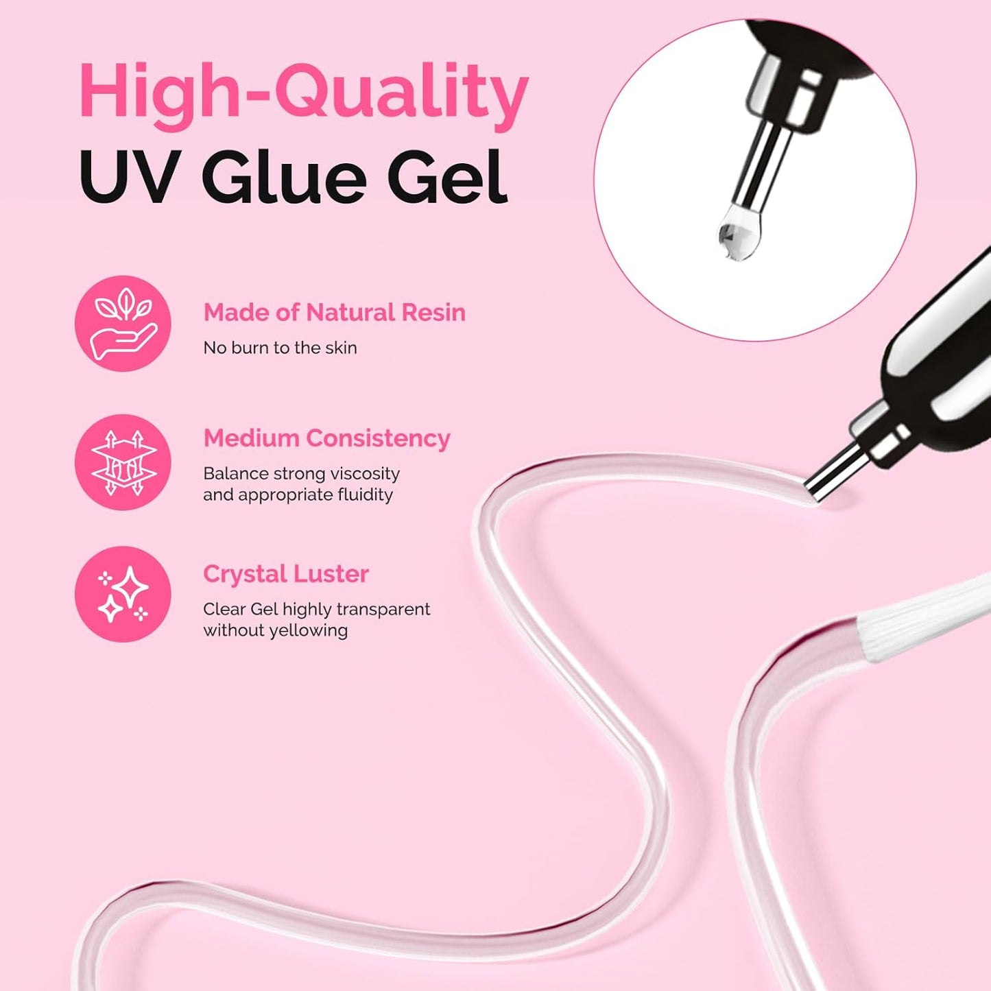 MelodySusie 2Pcs Nail Rhinestone Glue, 3D Gel Nail Art Design Strong Adhesive Nail Gem Glue with Brush Pinpoint Nail Charms Gems Jewelry Decoration DIY Manicured at Home Cured Need-BrightBean Baby