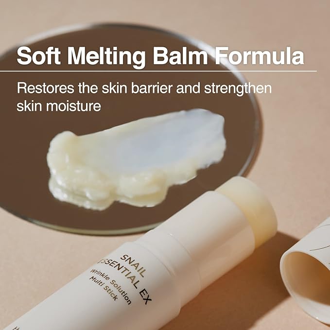 THESAEM Snail Essential EX Wrinkle Solution Multi-Purpose Balm Stick – Anti Aging & Moisturizing – Face & Eye Treatment – With Snail Collagen & Honey for Moist Glow, 0.4oz.-BrightBean Baby