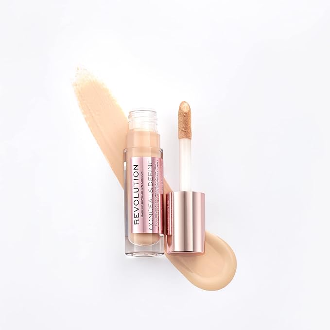 Makeup Revolution Conceal and Define Concealer, Full Coverage & Matte Finish, C5.5 for Fair/Light Skin Tones, Vegan & Cruelty-Free, 0.7 Fl Oz-BrightBean Baby