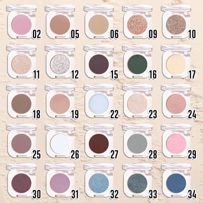 Pear White Shimmer Single Eyeshadow Makeup, Neutral Powde Eye Shadow for Women, Sparkly Pearl Glitter Singles Eyeshadow Palette Pigmented Waterproof, sombras para ojos, Girls Eyeshadows Gift 23-BrightBean Baby