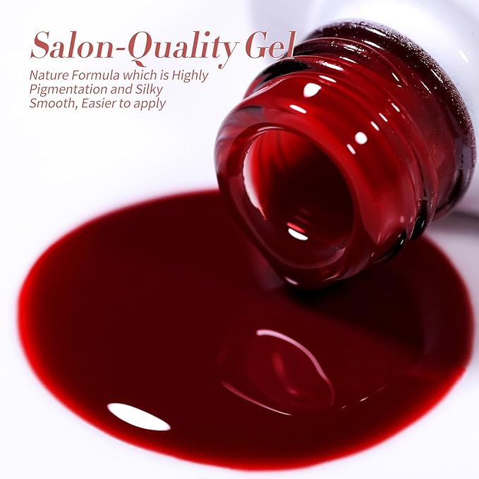 Born Pretty Jelly Burgundy Gel Nail Polish Blood Wine Red Nude Pink Gel Polish Sheer Transparent Halloween Gel Polish Kit Wild Rose for Salon Manicure and Nail Art DIY at Home 6Colors-BrightBean Baby