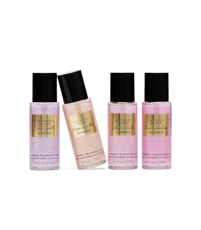 Victoria's Secret Fragrance Mist Collection 4 Piece Shimmer Mini Gift Set, Assorted Scents-BrightBean Baby