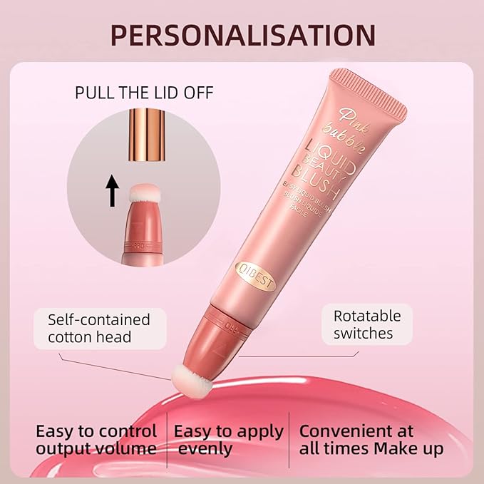 Liquid Blush Beauty Wand Matte Cream Blush Stick with Soft Cushion Applicator For Natural Cheek Tint Blendable Lightweight Long Lasting Dewy Finish makeup blush for Face(01 Nude Orange)-BrightBean Baby