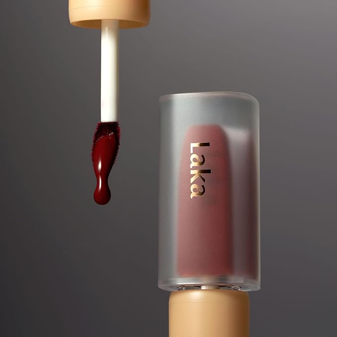 Laka Fruity Glam Tint, 4.5g/0.15 oz., Glowing Lip Stain with Wide Color Spectrum, Hydrating & Lightweight Texture, Long-Lasting Bold Stain, Non-Sticky, Vegan, K-Beauty (#123 Unsweet Berry)-BrightBean Baby