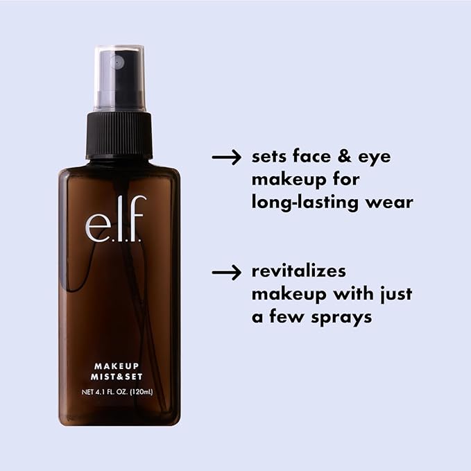 e.l.f. Makeup Mist & Set, Hydrating Setting Spray For Setting & Reviving Makeup, Soothes & Hydrates Skin, Infused With Vitamin A, Vegan & Cruelty-free, 4.05 Fl Oz (120 ml)-BrightBean Baby